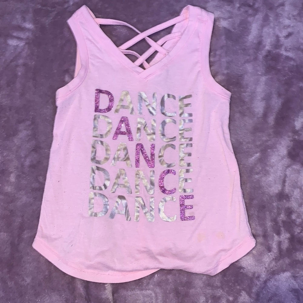 Pink 90 Degree By Reflex athletic shirt that says dance. Size S (7-8) Girls